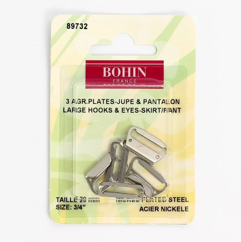 Agrafes plates pour Pantalons ou jupes- acier nickelé -20mm - Bohin