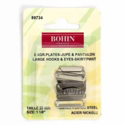 Agrafes plates pour Pantalons ou jupes- acier nickelé -25mm - Bohin
