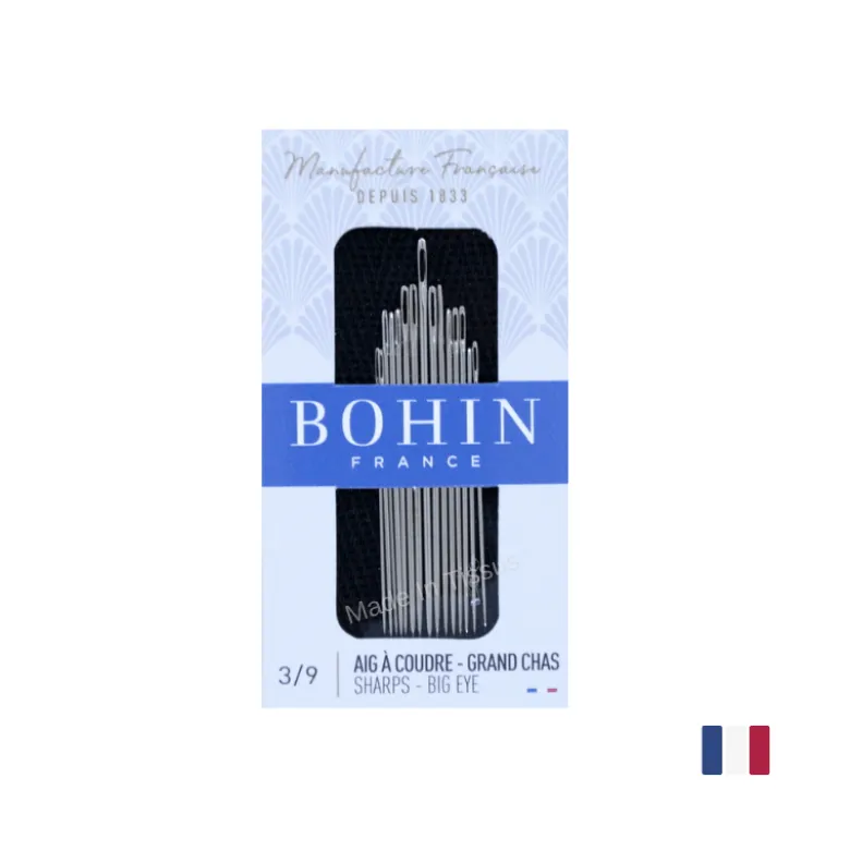 Aiguilles à coudre assorties couture main "Grand Chas" BOHIN N°3/9