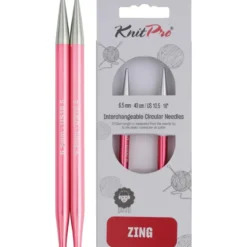 Aiguilles à tricoter Knit pro : Circulaire, Interchangeables, Standard, "zing" 6,5mm