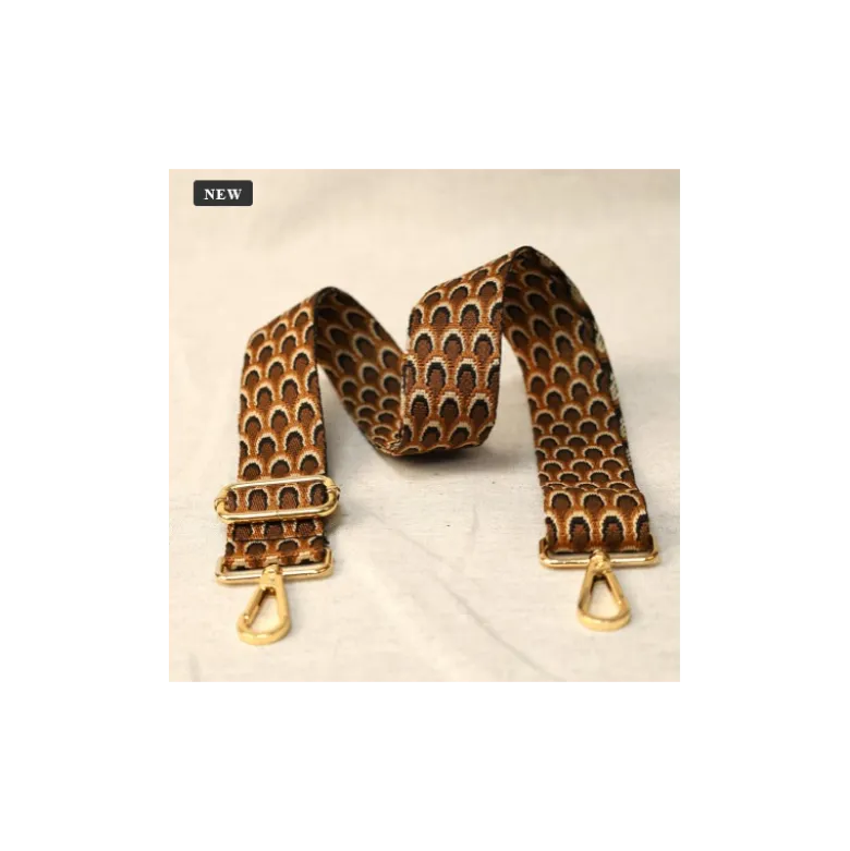 Bandoulière Sangle chevrons Paon Noir et marron - 40mm