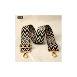 Bandoulière Sangle ethnique chevrons noir et blanc - 40mm