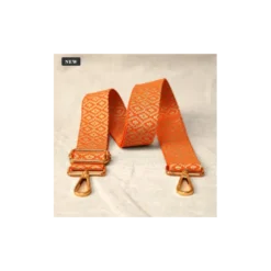 Bandoulière Sangle ethnique orange et or - 40mm