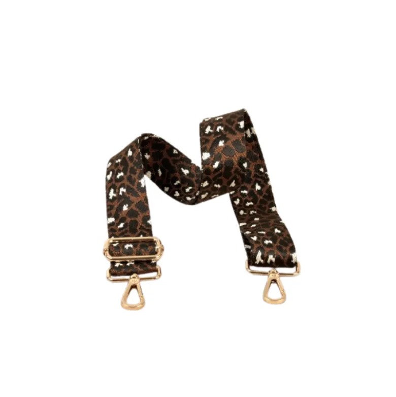 Bandoulière Sangle léopard fond marron - 40mm