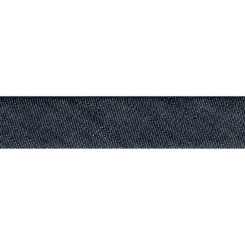 Biais replié 20 mm Jean en coton coloris Bleu