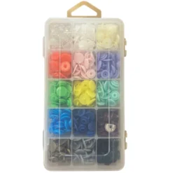 Boite de boutons pression résine sans pince - 15 coloris