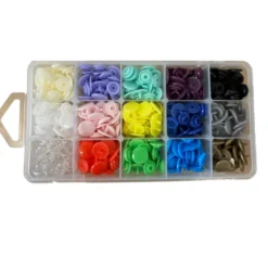 Boite de boutons pression résine sans pince - 15 coloris