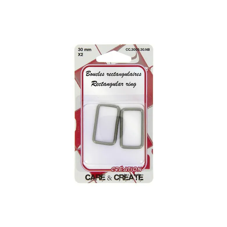 Boucles rectangle 30mm finition Noir (lot de 2)