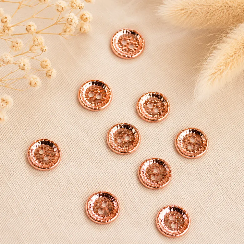 Bouton alliage martelé Rose gold - 11mm