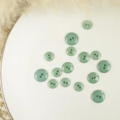 Bouton brillant polyester vert céladon