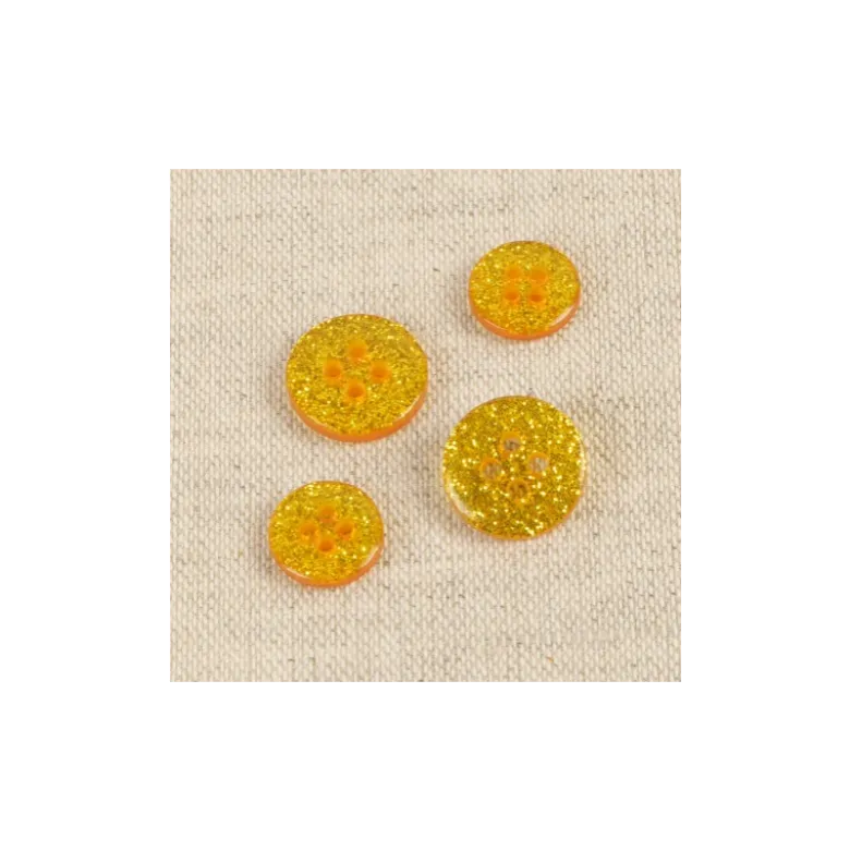 Bouton glitter rond Or - 4 trous