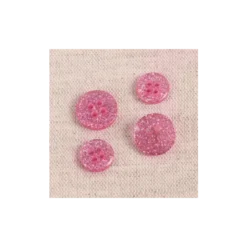 Bouton glitter rond rose - 4 trous