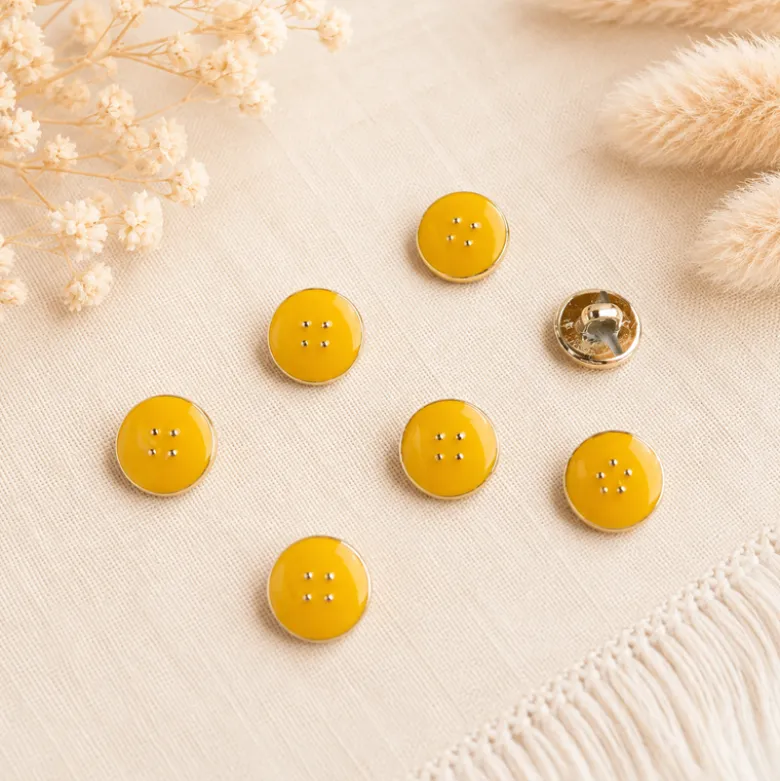 Bouton émaillé 11mm - Jaune