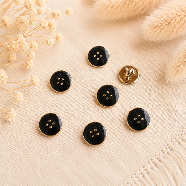 Bouton émaillé 11mm - Noir