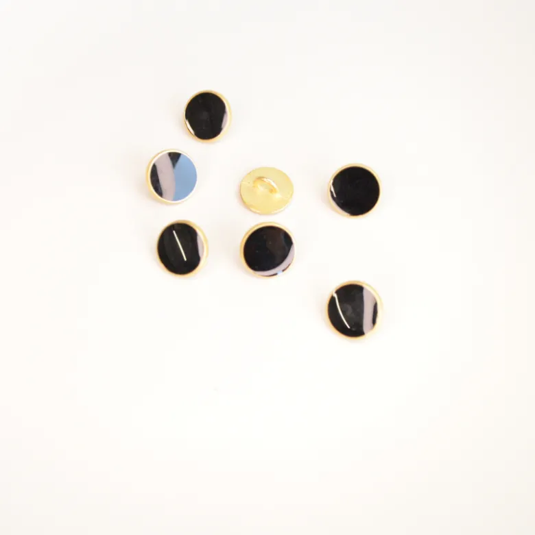 Bouton métal laqué rond coloris Noir - diam 11mm