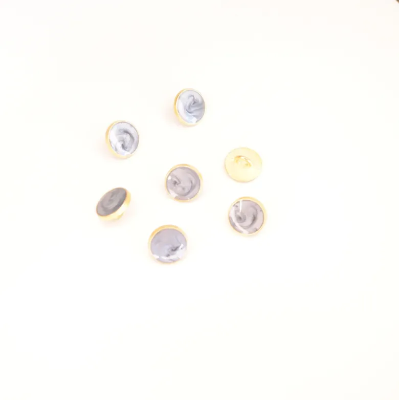 Bouton métal laqué rond coloris Gris - diam 11mm