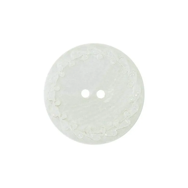 Bouton nacre River Shell 15mm blanc contour fleuri