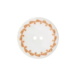 Bouton nacre River Shell 15mm orange contour fleuri