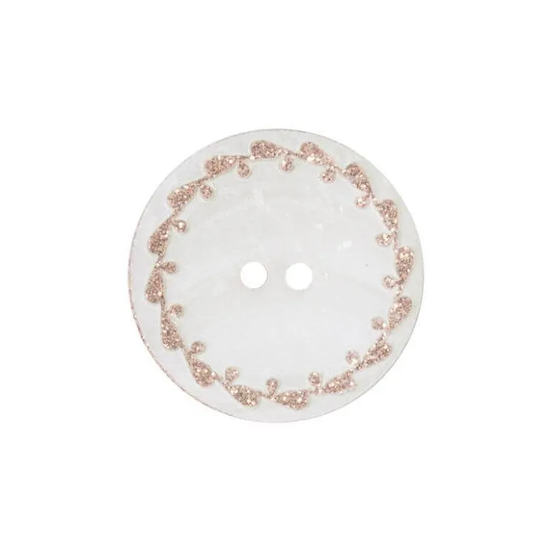 Bouton nacre River Shell 15mm rose contour fleuri
