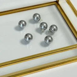 Bouton perle - 10mm - Gris
