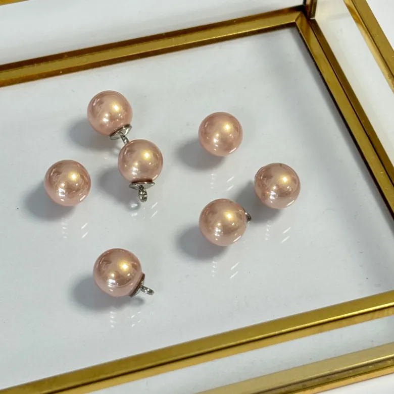 Bouton perle - 10mm - Rose
