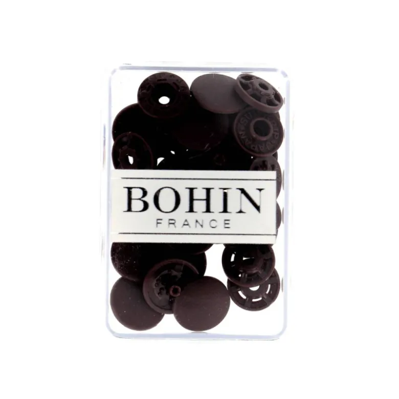 Bouton pression plastique sans pince Bohin 13mm - Marron