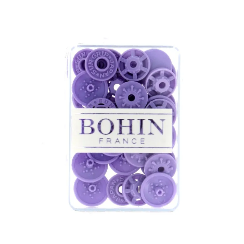 Bouton pression plastique sans pince Bohin 13mm - Violet foncé