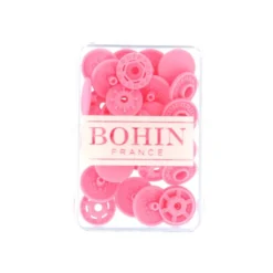 Bouton pression plastique sans pince Bohin 13mm - Rose