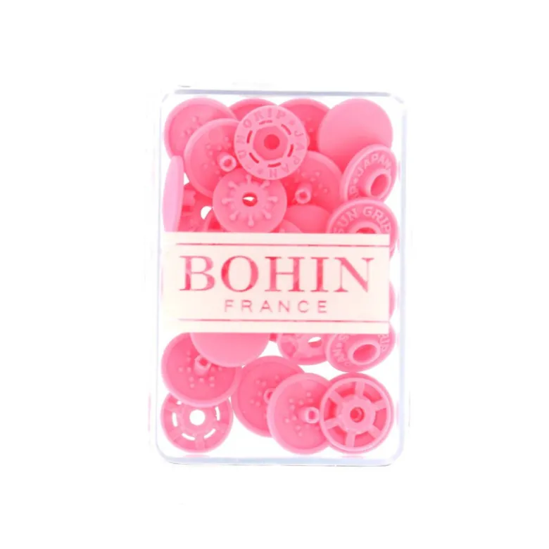Bouton pression plastique sans pince Bohin 13mm - Rose