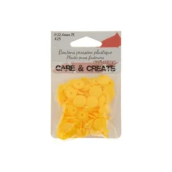 Bouton pression résine diam 12.4mm - lot de 25 - Jaune soleil
