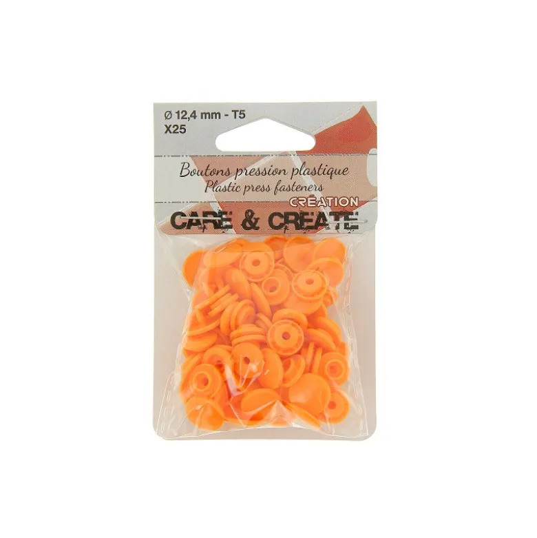 Bouton pression résine diam 12.4mm - lot de 25 - Orange