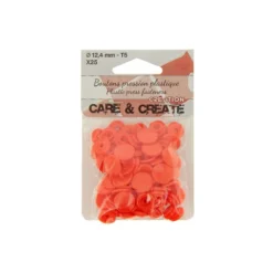 Bouton pression résine diam 12.4mm - lot de 25 - Rouge Orangé
