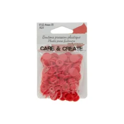 Bouton pression résine diam 12.4mm - lot de 25 - Rouge Hermès
