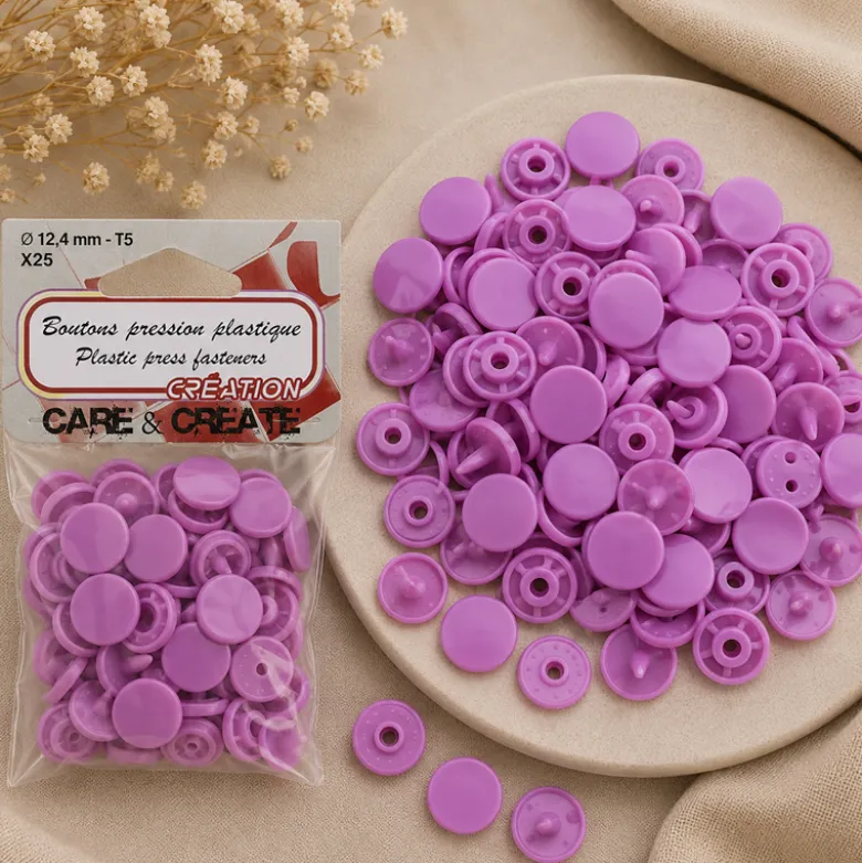 Bouton pression résine diam 12.4mm - lot de 25 - Parme