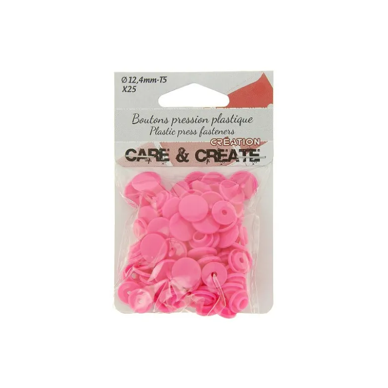 Bouton pression résine diam 12.4mm - lot de 25 - Rose Fuchsia