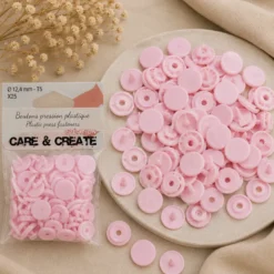 Bouton pression résine diam 12.4mm - lot de 25 - Rose bébé