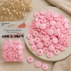 Bouton pression résine diam 12.4mm - lot de 25 - Rose malabar