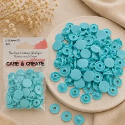 Bouton pression résine diam 12.4mm - lot de 25 - bleu turquoise