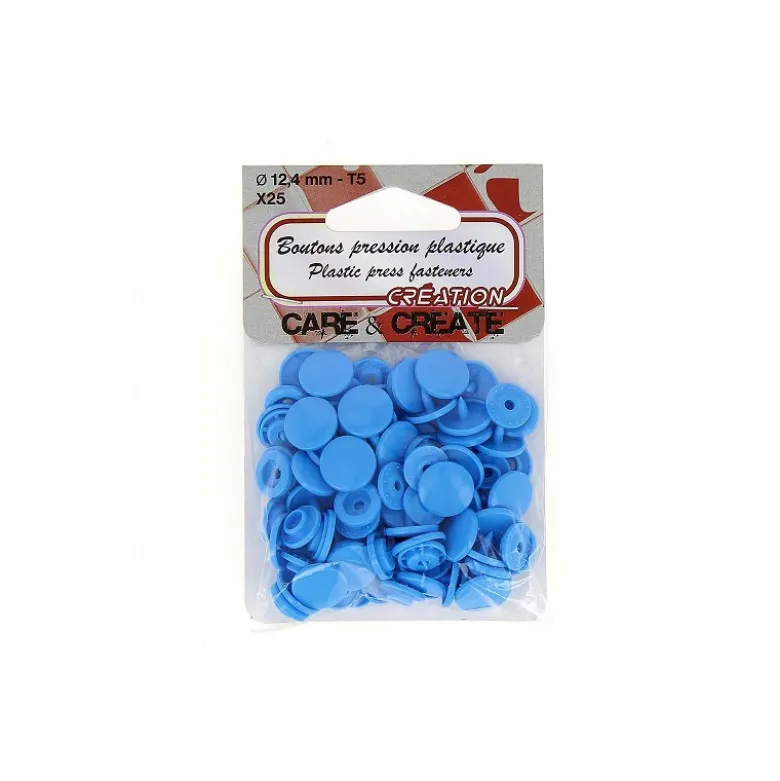 Bouton pression résine diam 12.4mm - lot de 25 - bleu azur