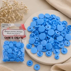 Bouton pression résine diam 12.4mm - lot de 25 - bleu azur