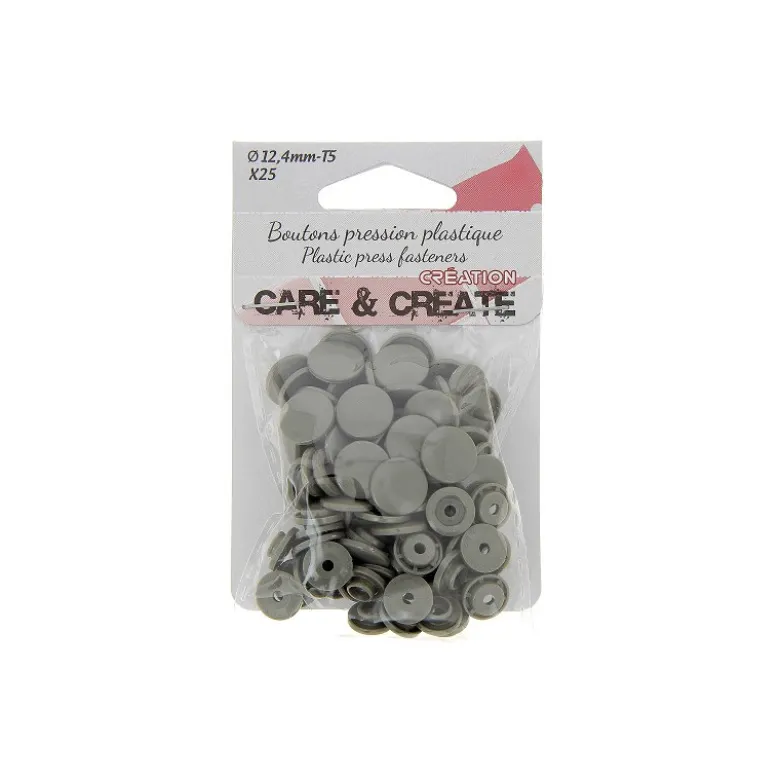 Bouton pression résine diam 12.4mm - lot de 25 - Gris foncé