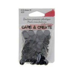 Bouton pression résine diam 12.4mm - Noir - lot de 25