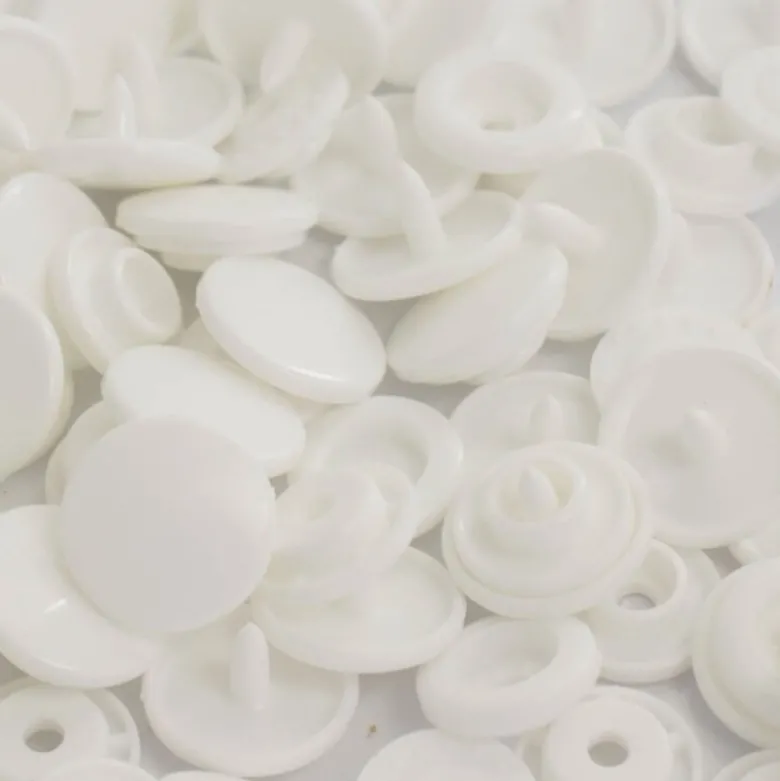 Bouton pression résine diam 12.4mm - Blanc - lot de 25