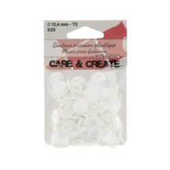 Bouton pression résine diam 12.4mm - Blanc - lot de 25