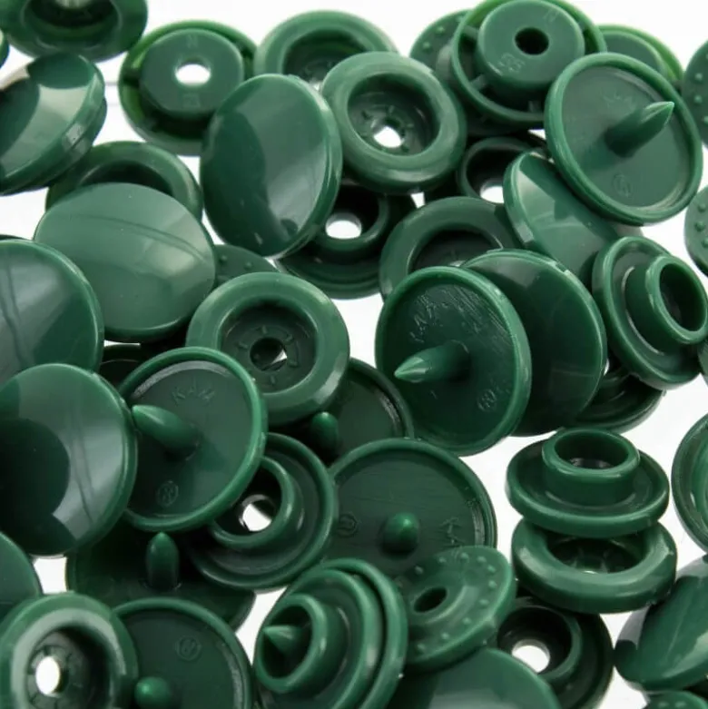 Bouton pression résine diam. 13mm - vert sapin - lot de 30