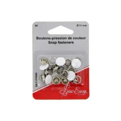 Bouton pressions métal Blanc 11mm - pour tissus légers