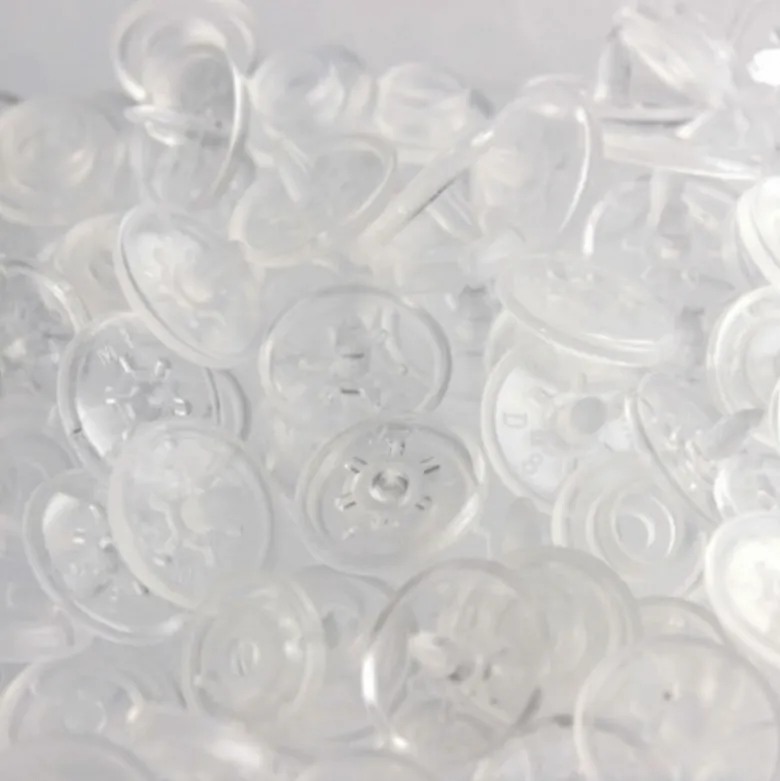 Bouton pression TISSU EPAIS en résine diam 12.4mm - transparent - lot de 25