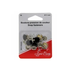 Bouton pression, Tissus légers - Noir - 15 mm x6