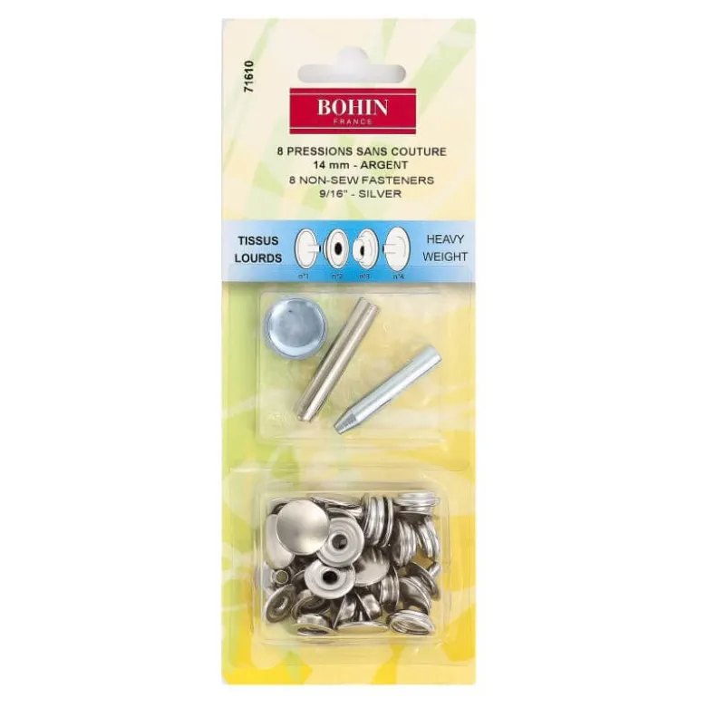 Boutons Pressions pour Anorak 14mm - Argent - avec jeu de pose - Bohin