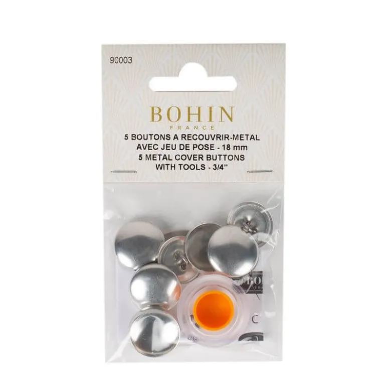 5 Boutons à recouvrir en métal 18mm
